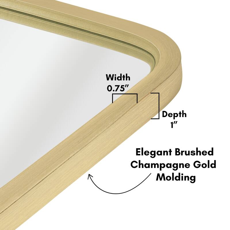 24" Framed Square Gold Mirror with Rounded Corners Gold Mirror for